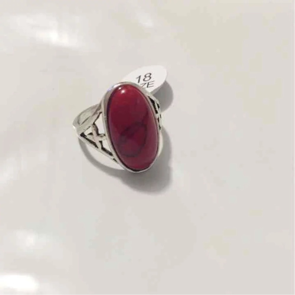 Red Turquoise Gemstone Sterling Silver Ring S7